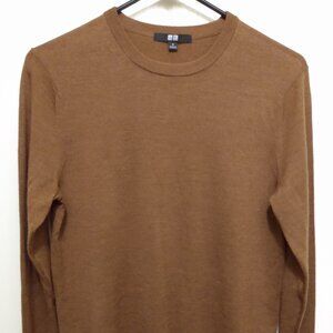 Uniqlo 100% wool lightweight men's crew neck sweater - small / S - brown